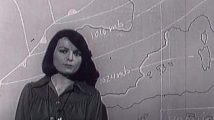 Pilar Sanjurjo en una de las primeras imágenes como meteoróloga de TVE.