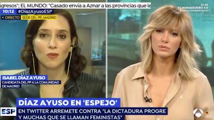 Isabel Díaz Ayuso en 'Espejo Público' (Antena 3), con Susanna Griso. 