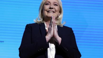 Le Pen tras conocer los resultados de la primera vuelta electoral