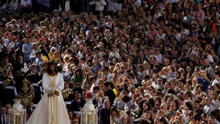 Nuestro Padre Jesús Cautivo conocido popularmente como 'El Cautivo' el Lunes Santo en Málaga.