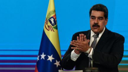 El presidente de Venezuela, Nicolás Maduro, durante una conferencia de prensa el 17 de febrero de 2021 en el Palacio de Miraflores, en Caracas.