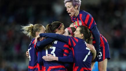Celebración de las jugadoras de la selección femenina de fútbol de Estados Unidos.