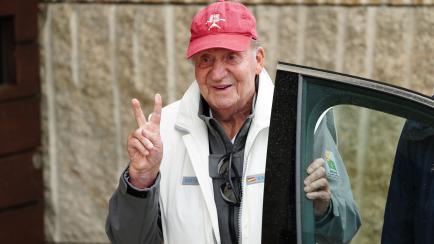 Juan Carlos I en su visita a Sanxenxo (Galicia).