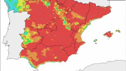 Mapa de la ola de calor en la Península Ibérica.