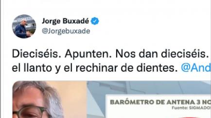 El tuit de Jorge Buxadé que están recuperando ahora.