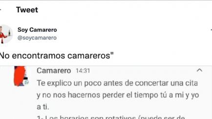 El tuit de @soycamarero con el WhatsApp del hostelero.