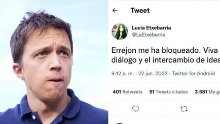 Íñigo Errejón y el tuit de Lucía Etxebarria.