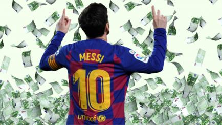 Messi, rodeado de dinero.