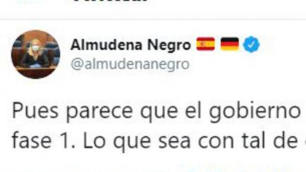 Tuit de la diputada del PP de Madrid