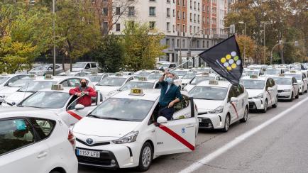 Manifestación de taxis en Madrid.