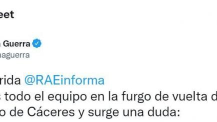 El tuit de Ana Guerra.
