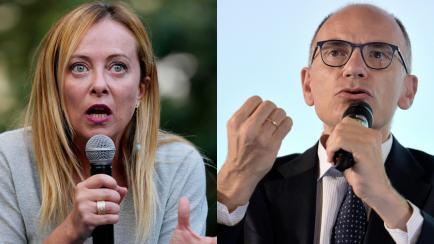 Giorgia Meloni y Enrico Letta, que encabezan los partidos con más posibilidades de ganar en Italia.