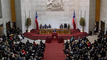 Archivo - El presidente de Chile, Gabriel Boric, en su primer discurso a la nación en el Congreso Nacional. 