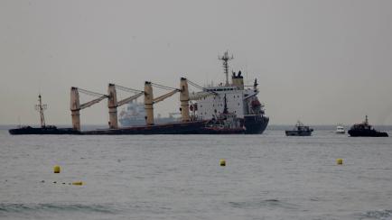El buque varado en Gibraltar.