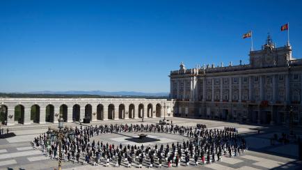 MADRID, SPAIN - JULY 16: A general view during the State tribute to the victims of the coronavirus at the Royal Palace on July 16, 2020 in Madrid, Spain. (Photo by Carlos R. Alvarez/WireImage)