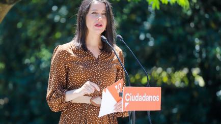 VIGO, SPAIN - JULY 04: The president of Ciudadanos, Ines Arrimadas, during her speech at a 'Citizen’s Meeting' held on the occasion of the Galician elections of 12th July on July 04, 2020 in Vigo, Spain. (Photo by Marta Vázquez Rodríguez/Eur...