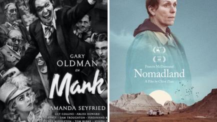 Carteles de 'Mank' y 'Nomadland', las cintas más nominadas.
