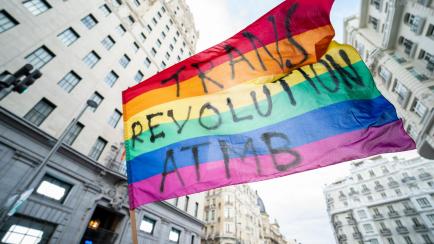 Manifestación en Madrid contra el retraso en la tramitación de la Ley Trans 