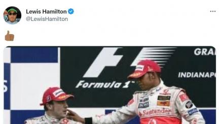 El tuit de Lewis Hamilton.