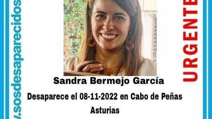Imagen difundida por SOS Desaparecidos con motivo de la desaparición de Sandra Bermejo.
