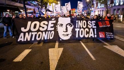 Protesta en Madrid, el 19 de noviembre del pasado año, en homenaje a José Antonio Primo de Rivera. 