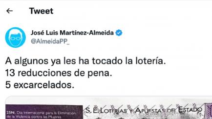 El polémico tuit de Martínez-Almeida.