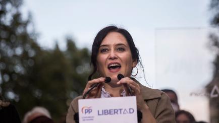 La presidenta de la Comunidad de Madrid, Isabel Díaz Ayuso, en un acto en Fuenlabrada.