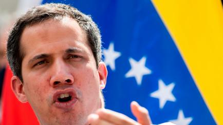 Juan Guaidó, el pasado 3 de febrero, en un acto en la plaza de Palos Grandes, Caracas. 