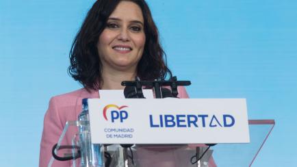 La presidenta de la Comunidad de Madrid, Isabel Díaz Ayuso, en un acto de la campaña electoral.