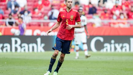 Busquets, en el amistoso que España jugó contra Portugal.
