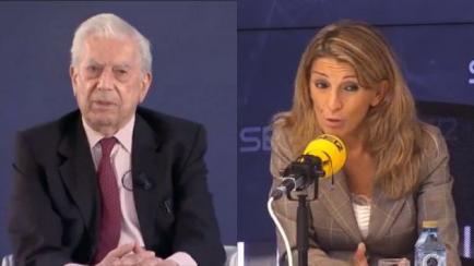 Mario Vargas Llosa en la convención nacional del PP y Yolanda Díaz en la SER.