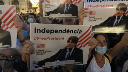 Manifestación a favor de la libertad de Carles Puigdemont