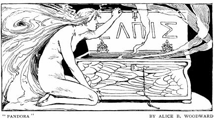 Ilustración de Alice B. Woodward sobre Pandora y su caja. 