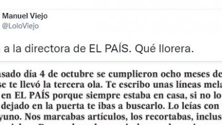 La carta a la directora de 'El País' publicada en Twitter por Manuel Viejo.