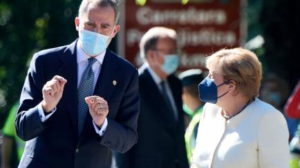 Merkel, junto a Felipe VI en Extremadura.