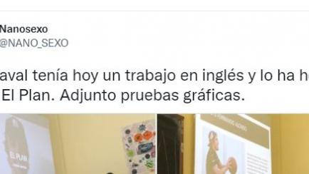 El tuit de Nanosexo sobre la presentación de un joven.