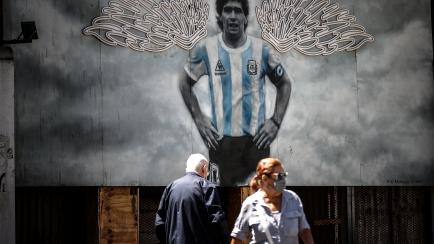 Mural en homenaje a Diego Armando Maradona, el 23 de noviembre de 2021 en Buenos Aires.
