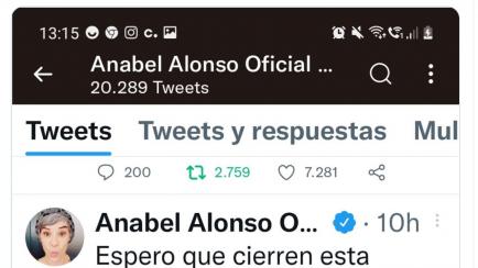Tuit de Anabel Alonso.