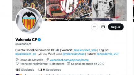 Cuenta de Twitter del Valencia.