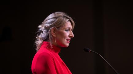 Yolanda Díaz, en un acto este jueves.