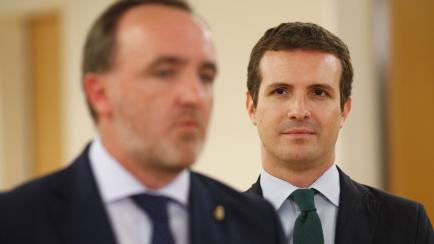 Javier Esparza, presidente de UPN, y Pablo Casado, presidente del PP, en 2019.