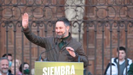 Santiago Abascal, líder de Vox, en un acto en Castilla y León.