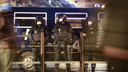 Varios agentes de la Policía Nacional en un dispositivo en Madrid.