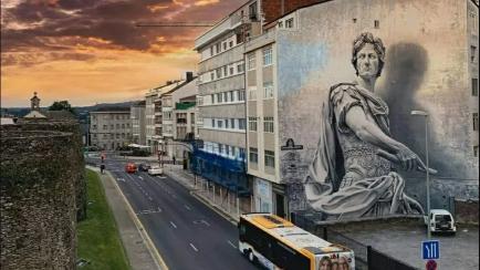 El espectacular mural de Julio César en Lugo.