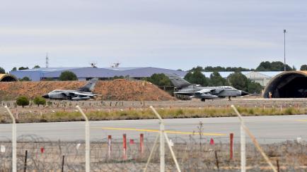 Imagen de la base aérea de Albacete de Los Llanos desde donde partirán los aviones con el material militar con destino a Ucrania. 
