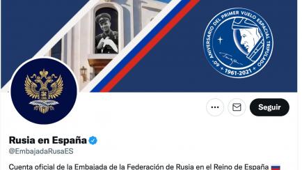 Portada de la cuenta de Twitter de la Embajada de Rusia en España.