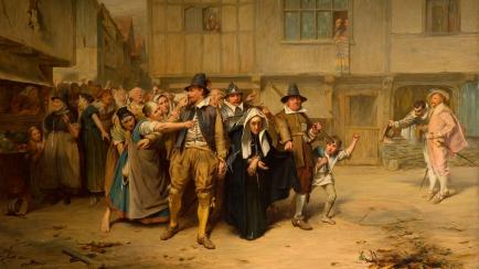 Pintura de John Pettie titulada 'Un arresto por brujería en tiempos antiguos', de 1886.  