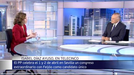 Ayuso y Piqueras en Informativos Telecinco.