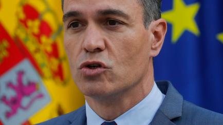 Pedro Sánchez, el pasado 24 de febrero, durante su intervención en La Moncloa para valorar el inicio de la invasión de Ucrania. 