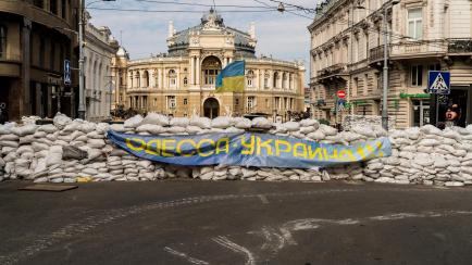 Una barricada en la ciudad de Odesa (Ucrania).